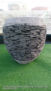 Pot H30 cm couverture pierre ardoise