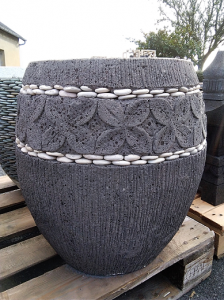 Pot gris en ciment pour plante H45cm